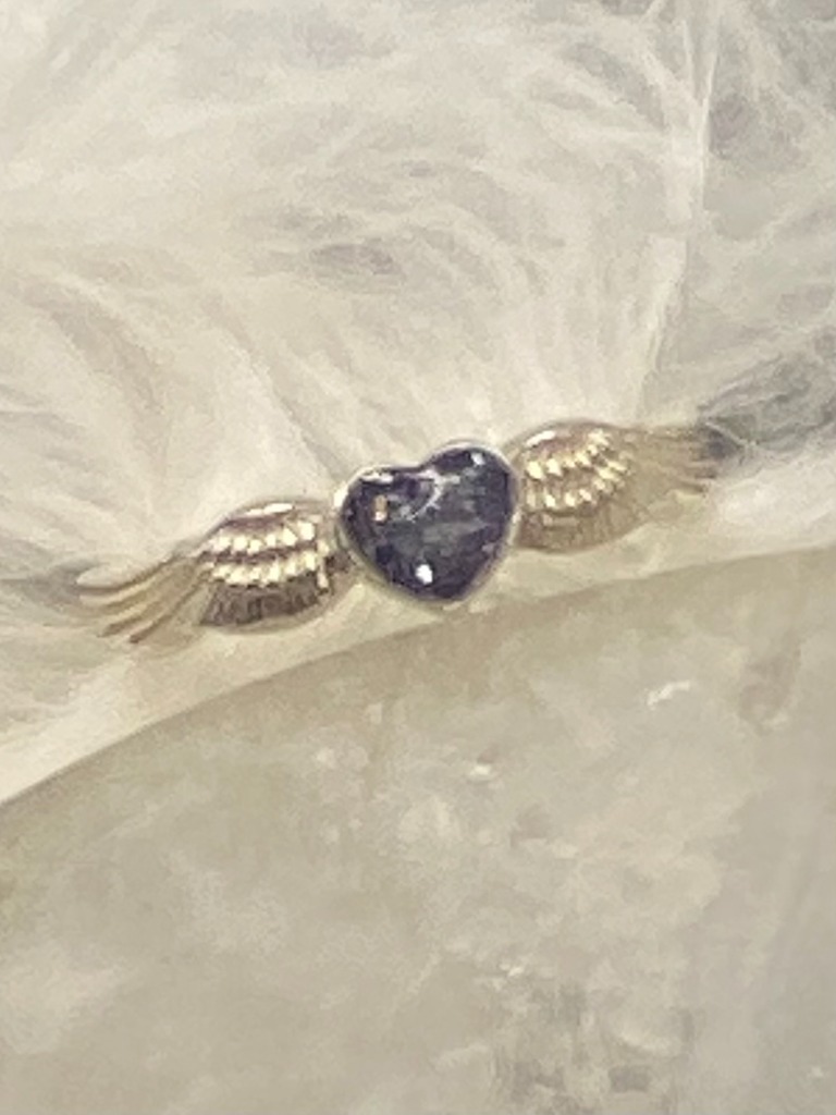 Purple 925 Silver Angel Wing Heart Ring