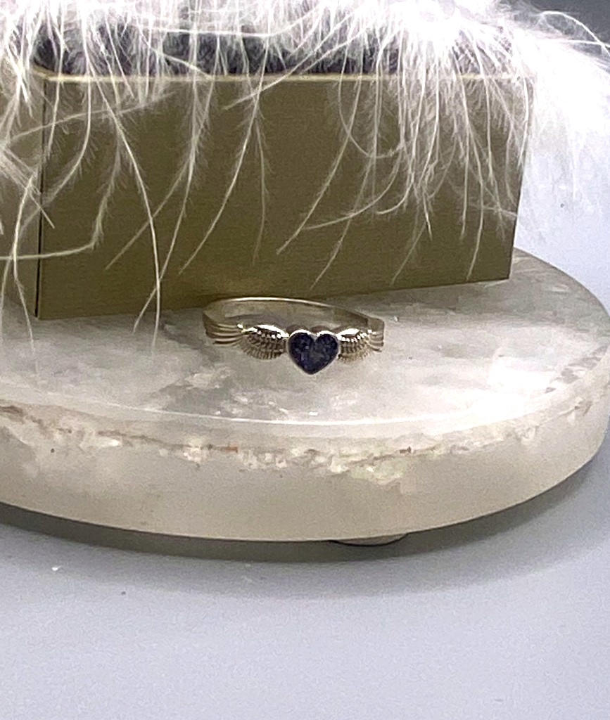 925 Silver Angel Wing Heart Ring (Ashes Inlaid)
